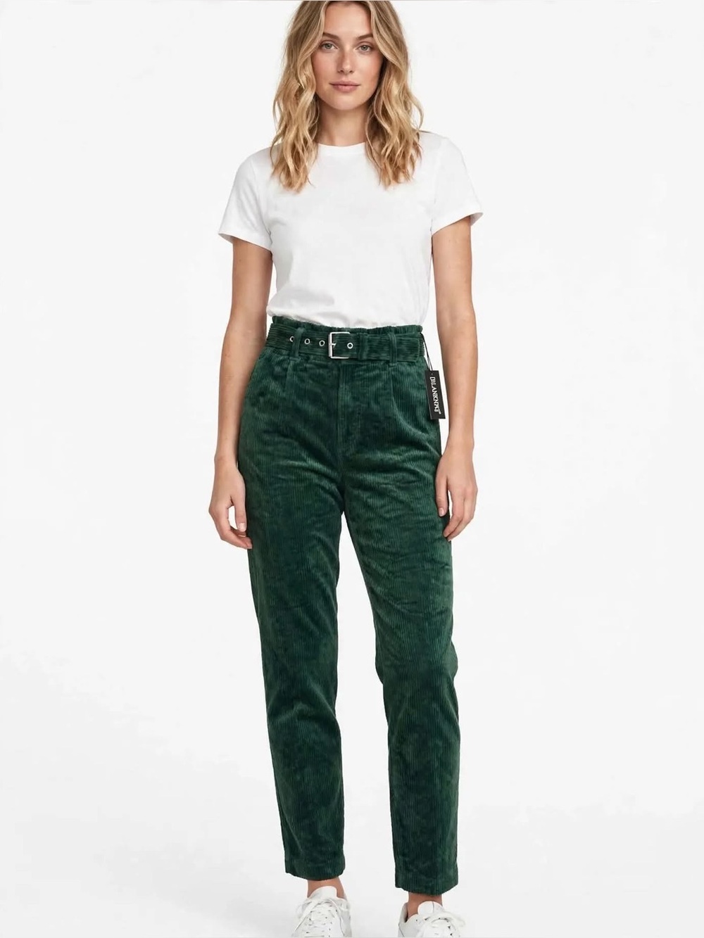 Blank NYC Forest Green High-Rise Corduroy Straight-Leg Pants